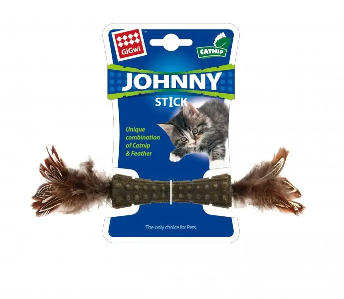 Super Cena GiGwi Johnny Stick Catnip s oboustrannými peříčky