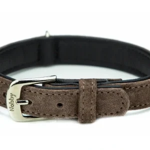 Nobby VELOURS obojek ze semišové kůže L-XL 60cm hnědá Omezená Nabídka