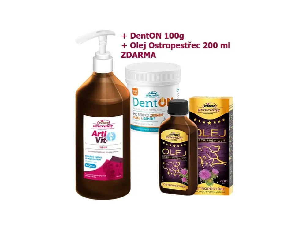 Víkendová Akce VITAR ArtiVit Sirup 1000ml+DentON100g+ostrop.olej200ml