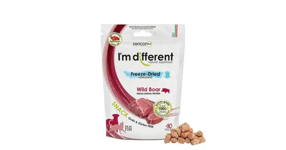 Vysoce Kvalitní I´M DIFFERENT SNACK divočák - mrazem sušený pamlsek, 40 g