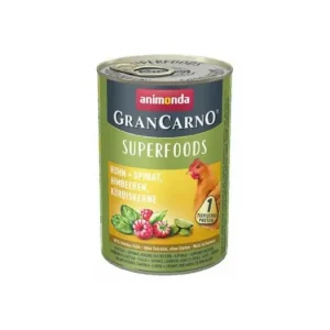 Nejprodávanější GRANCARNO Superfoods kuře,špenát,maliny,dýňová semínka 400 g pro psy