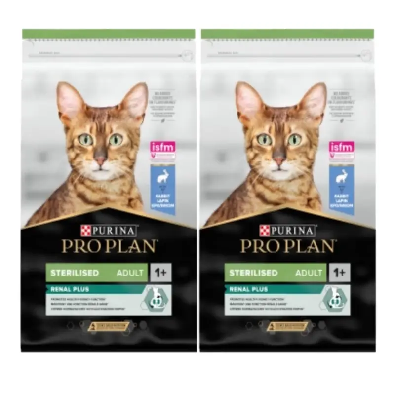 Autentický Pro Plan Cat Adult Sterilised Renal Plus králík 2x10 kg