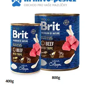 Dokud Zásoby Vydrží Brit Premium Dog by Nature konzerva Beef & Tripes 400g