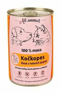 Koupit Online All Animals kočkopes konz. Telecí jatýrka 400g
